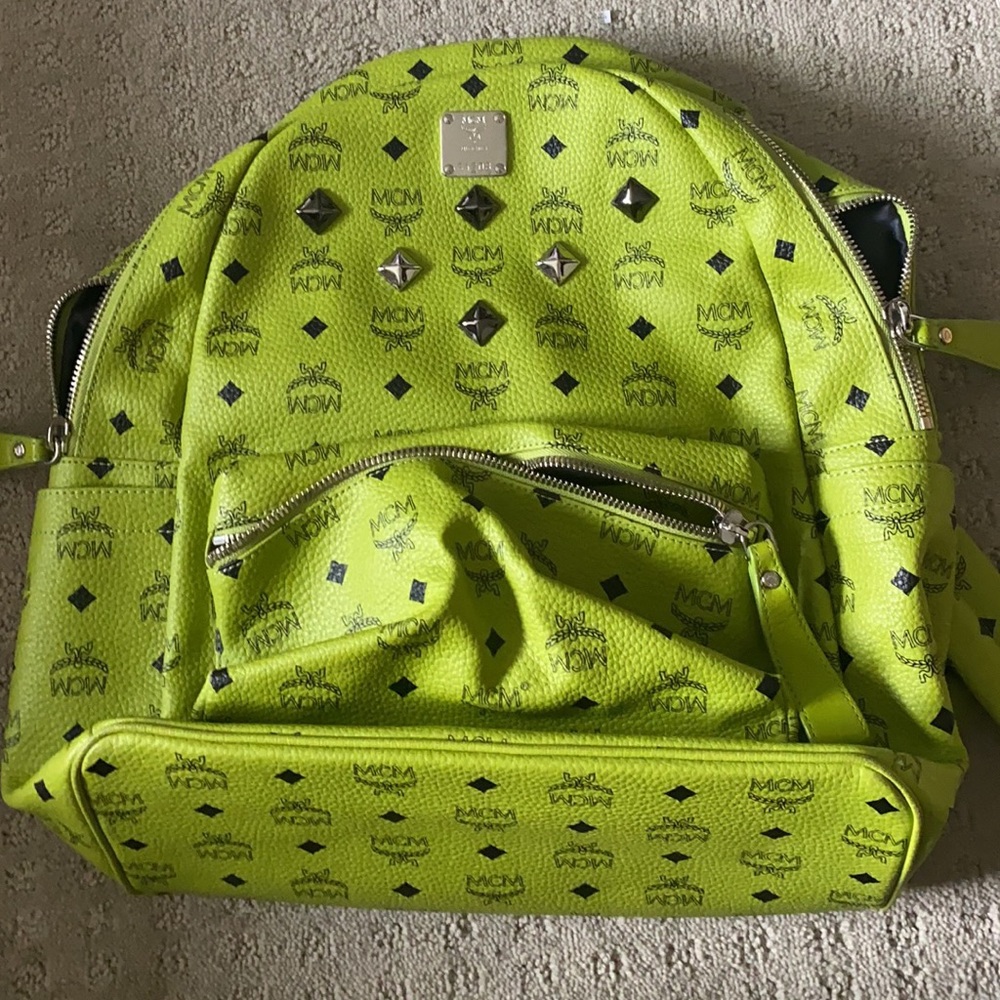 MCM lime Green-Authentic Backpack-Large